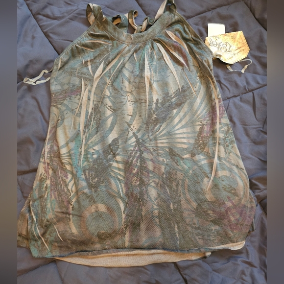 NWT L8ter multi colored (grey, green, purple) halter tank top size Large - Picture 1 of 3